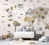 Vlies Fototapete - Pastel Map - Animals and Continents for Produktbild-Vorschau 2