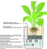 Diagram illustrating the self-watering system of a plant pot. Podgląd zdjęcia produktu