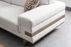 Hellgraue Sitzgarnitur Moderne Polster Stoff Couch Textil Produktbild-Vorschau 8