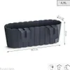 A dark gray planter box with dimensions and capacity indicated. Anteprima dell’immagine prodotto
