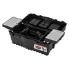 An open black toolbox with internal compartments and gray flip-up lids on the sides. Náhľad obrázku produktu