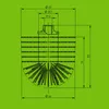 Technical drawing of a toilet brush head with dimensions. Produktbild-Vorschau