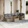 8-tlg. Garten-Sofagarnitur mit Kissen Beige Poly Rattan Produktbild-Vorschau 2