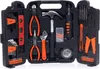 A black toolbox with various tools inside, including pliers, a hammer, a screwdriver, and a level. Anteprima dell’immagine prodotto