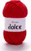 A ball of red yarn with a white label. Produktbild-Vorschau