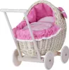 Lili Puppenwagen aus Weide mit Besatz in Pink 48X28 H26/47 Produktbild-Vorschau 1