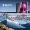 A split image showing a phone screen protector with text overlay and a scenic mountain landscape. Produktbild-Vorschau