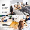 Collage showing a fan heater next to a sleeping couple and then in a living room with a child and a couple. Podgląd zdjęcia produktu