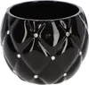 A black ceramic planter pot with a quilted texture and clear rhinestones. Produktbild-Vorschau