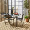sweeek - Gartentisch + 4 Stühle aus Stahl - Anthrazit Produktbild-Vorschau 2