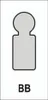 A graphic representation of a door handle escutcheon plate with the letters 'BB' below it. Podgląd zdjęcia produktu