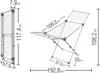 Diagrams showing the dimensions of a clothes drying rack in both folded and open states. Anteprima dell’immagine prodotto