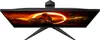 A top-down view of a black computer monitor with a fantasy-themed wallpaper displayed on its screen. Produktbild-Vorschau