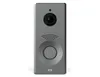 A gray smart doorbell with a camera and speaker. Produktbild-Vorschau
