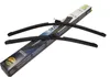 A pair of black windshield wiper blades are laid out on top of their retail packaging. Podgląd zdjęcia produktu