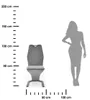 A chair and a silhouette of a person are shown next to a ruler indicating measurements in centimeters. Produktbild-Vorschau