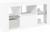 A white TV cabinet with shelves and storage compartments. Podgląd zdjęcia produktu