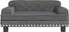A dark gray tufted dog bed with silver stud accents on a white background. Náhľad obrázku produktu