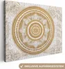 MuchoWow® - Leinwandbilder - Mandala - Blumen - Gold - Weiß Produktbild-Vorschau 1