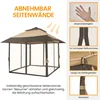 A gazebo with mesh sides and detailed close-ups of its features. Produktbild-Vorschau