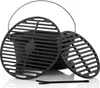 A black cast iron grill pot with two grill grates and a handle, set against a white background. Podgląd zdjęcia produktu