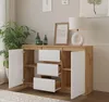 Kommode 120 cm Eiche Wotan / Weiß Matt, 3 Schubladen, 2 Produktbild-Vorschau 5