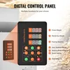 A close-up of a digital control panel for a powder filling machine, with text overlays and labels explaining its functions. Náhľad obrázku produktu