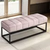 Banc rose velouté 108x40x40 cm banc banc tapissé pour Voir les images du produit 1