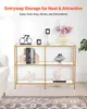 A gold and white console table with decorative items on it, placed in a living room setting. Náhľad obrázku produktu