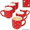 6er Set Love Kaffeebecher Porzellan rot weiße Herzen 300ml Produktbild-Vorschau 1
