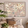 MuchoWow® - Leinwandbilder - Weltkarte Kinder - Tiere - Produktbild-Vorschau 2