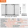 A black metal baby gate with dimensions and specifications displayed. Náhľad obrázku produktu