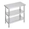 A stainless steel preparation table with three shelves, shown from a three-quarter angle against a white background. Anteprima dell’immagine prodotto