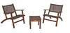 Two chairs and a small table made of dark brown wood, arranged on a white background. Produktbild-Vorschau