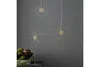 Three starburst-shaped LED lights hang against a gray background, with a bowl of decorative items in the lower left corner. Produktbild-Vorschau