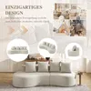 Leinenstoff Sofa Beige Couch mit 4 Kissen Polstersofa Produktbild-Vorschau 11