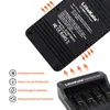 A close-up view of a battery charger with protective features highlighted. Produktbild-Vorschau