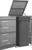 A gray metal trash bin enclosure with one door open, revealing a black trash bin inside. The lid of the enclosure is open, supported by a gas strut. Náhľad obrázku produktu