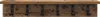 A wooden shelf with six black hooks mounted on a brown wooden board. Podgląd zdjęcia produktu
