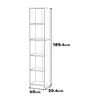 A diagram showing the dimensions of a tall, narrow bookshelf. Produktbild-Vorschau
