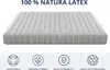 A mattress is shown from a slightly elevated side angle, with text and icons below it. Produktbild-Vorschau