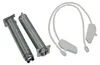 Two metal springs with metal attachments and two white plastic cord holders with white cords are arranged on a white background. Anteprima dell’immagine prodotto
