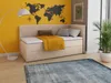 A bedroom scene with a daybed, a floor lamp, a rug, and wall art. Produktbild-Vorschau