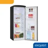 An open retro-style refrigerator filled with various food and drink items. Produktbild-Vorschau