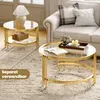 STILVORA Runden Couchtisch Set Gold, Beistelltisch Set Produktbild-Vorschau 9