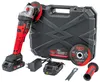 A cordless angle grinder kit with accessories, including batteries, a charger, and a carrying case, displayed on a white background. Náhled obrázku produktu