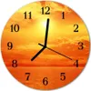 Glasuhr Wanduhr Küchenuhr Echt-Glas 30fi cm Sonne orange Produktbild-Vorschau 1