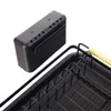 A black dish rack with a wooden handle and a black plastic attachment is shown against a white background. Podgląd zdjęcia produktu