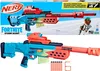 The image shows the packaging of a Nerf Fortnite Storm Scout blaster, with the blaster itself also displayed. Produktbild-Vorschau