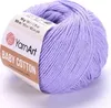 A ball of purple yarn with a label. Produktbild-Vorschau